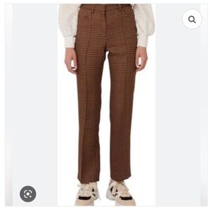 Maje Brown/Tan Plaid Trousers  size 40 size 8/10